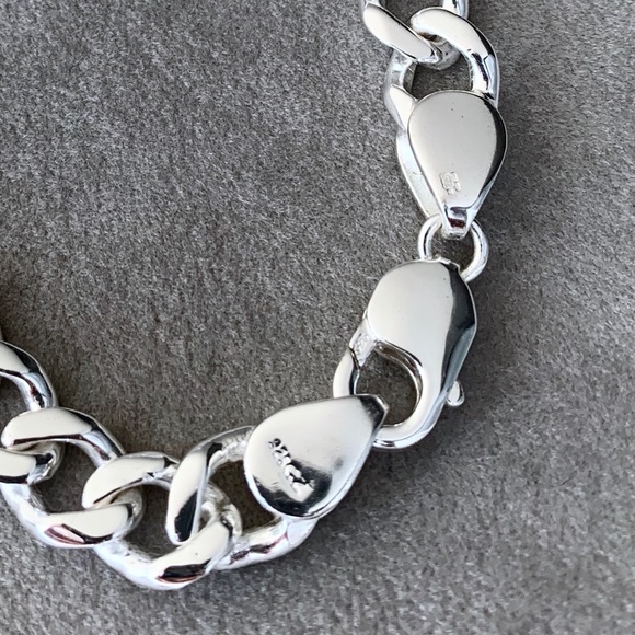 Dad ID Bracelet in Silver 925 cz set Heavy solid - Picture 7 of 8